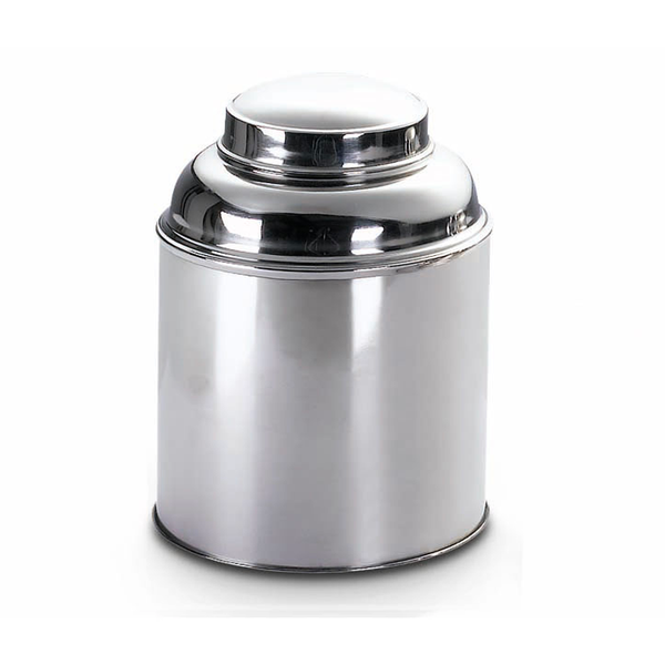 Boîte à thé 1,5 kg, chrome en acier inox avec couvercle